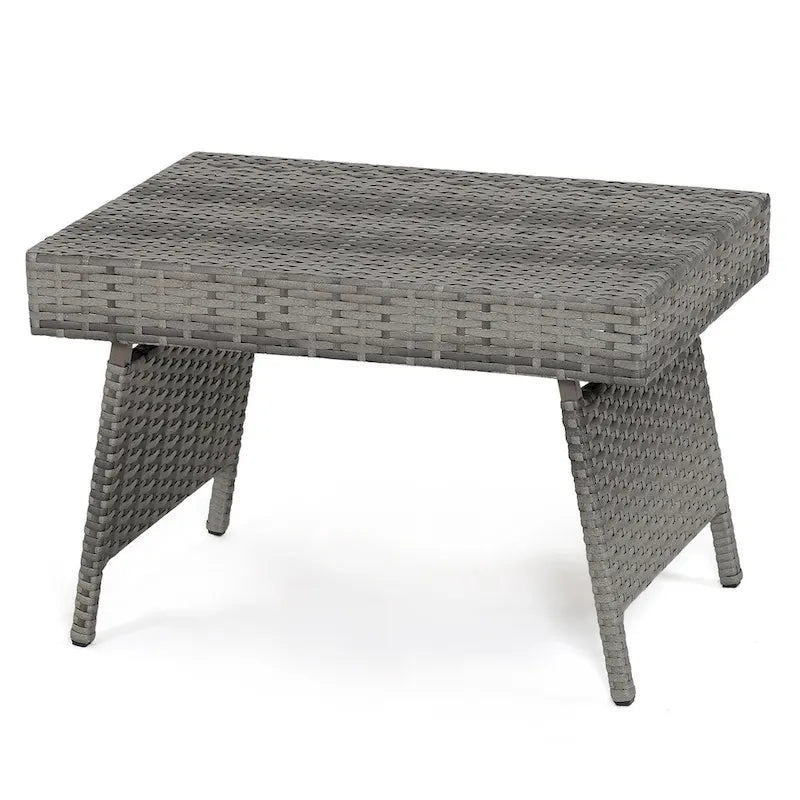 Table d'appoint d'extérieur pliante en rotin, marron, 61 cm (L) x 41 cm (l) x 41 cm (H)