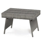 Table d'appoint d'extérieur pliante en rotin, marron, 61 cm (L) x 41 cm (l) x 41 cm (H)