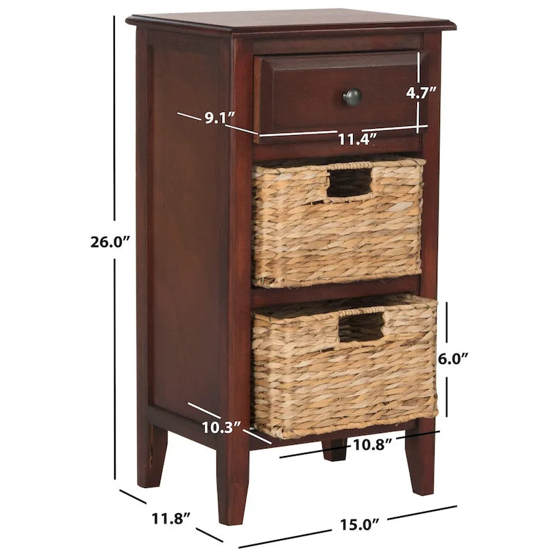 Table de chevet rustique avec tiroirs, Plusieurs couleurs, 15"L x 12"P x 27,6"H