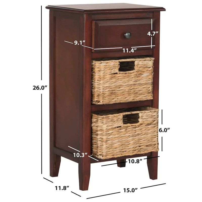 Table de chevet rustique avec tiroirs, Plusieurs couleurs, 15"L x 12"P x 27,6"H