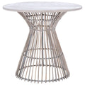 Table d'appoint d'appoint ronde côtière de 23 pouces avec base en rotin, lavis gris/brun miel/naturel