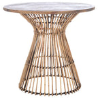 Table d'appoint d'appoint ronde côtière de 23 pouces avec base en rotin, lavis gris/brun miel/naturel