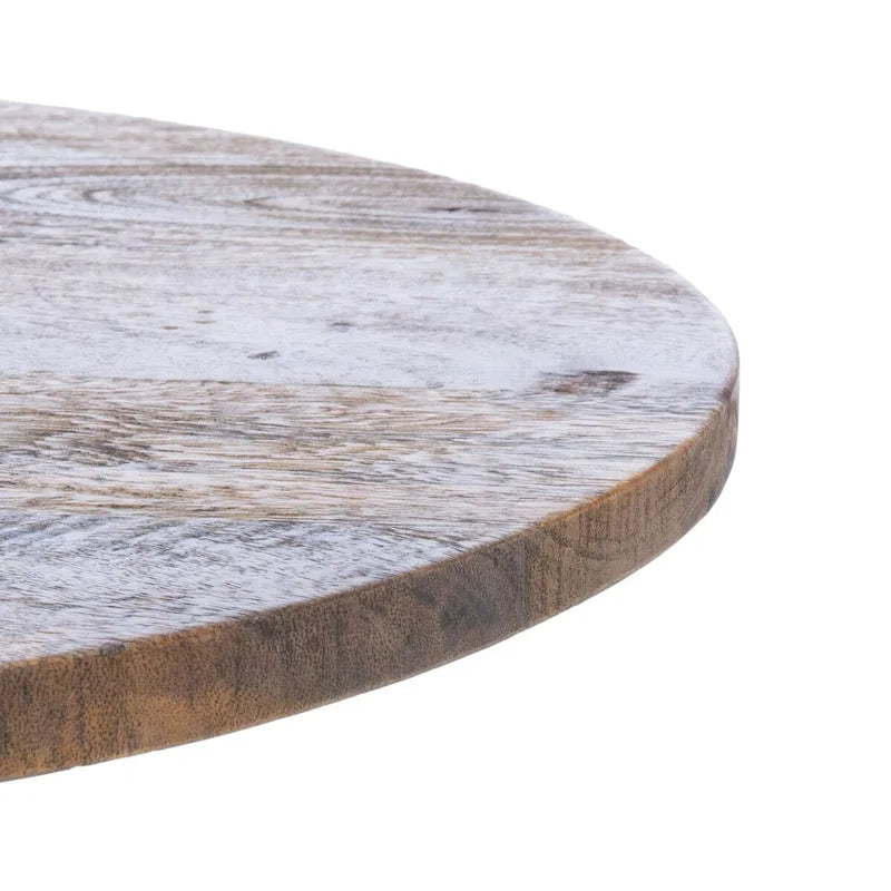 Table d'appoint d'appoint ronde côtière de 23 pouces avec base en rotin, lavis gris/brun miel/naturel