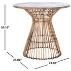 Table d'appoint d'appoint ronde côtière de 23 pouces avec base en rotin, lavis gris/brun miel/naturel