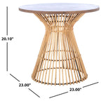 Table d'appoint d'appoint ronde côtière de 23 pouces avec base en rotin, lavis gris/brun miel/naturel