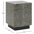 Tabouret décoratif carré avec motif de carreaux en nacre, Noir Multi, Individuel