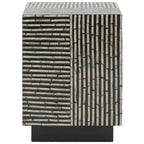 Tabouret décoratif carré avec motif de carreaux en nacre, Noir Multi, Individuel