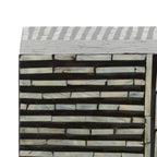 Tabouret décoratif carré avec motif de carreaux en nacre, Noir Multi, Individuel