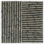 Tabouret décoratif carré avec motif de carreaux en nacre, Noir Multi, Individuel