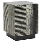 Tabouret décoratif carré avec motif de carreaux en nacre, Noir Multi, Individuel
