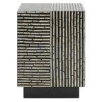 Tabouret décoratif carré avec motif de carreaux en nacre, Noir Multi, Individuel