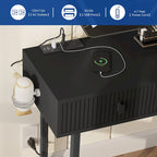 Coiffeuse extensible avec miroir lumineux LED et 5 tiroirs, Noir / Blanc