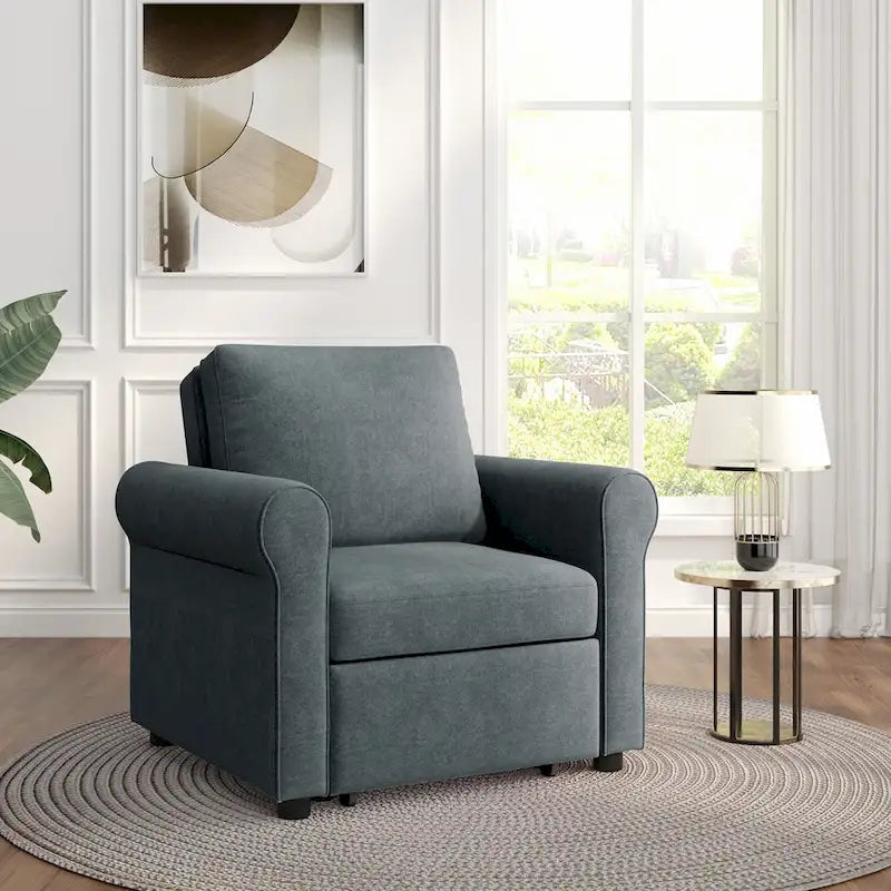 Fauteuil lit convertible 3-en-1, Lin, Plusieurs coloris, Individuel