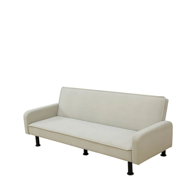 Canapé-lit convertible futon 70,5" avec dossier divisé et accoudoirs réglables, gris clair / gris / marron, 2 places