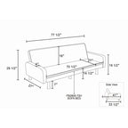 Canapé-lit convertible futon 70,5" avec dossier divisé et accoudoirs réglables, gris clair / gris / marron, 2 places