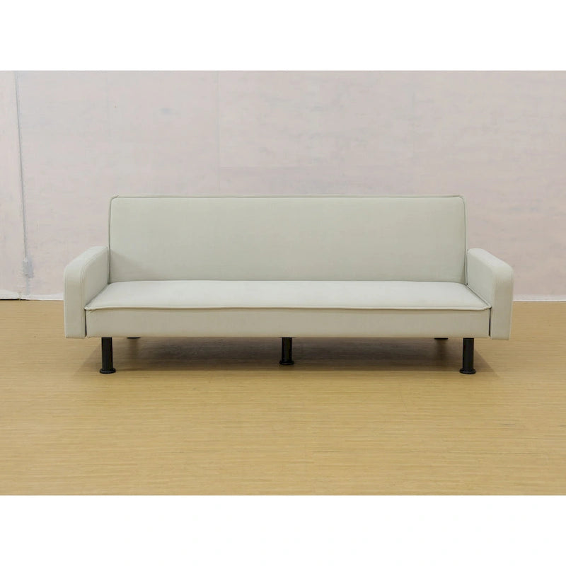 Canapé-lit convertible futon 70,5" avec dossier divisé et accoudoirs réglables, gris clair / gris / marron, 2 places