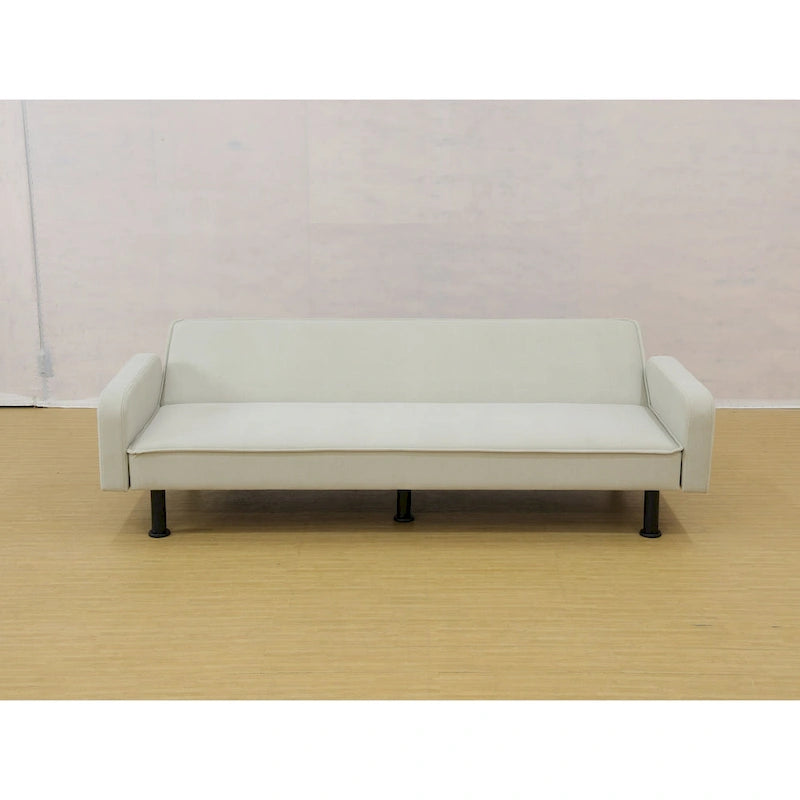 Canapé-lit convertible futon 70,5" avec dossier divisé et accoudoirs réglables, gris clair / gris / marron, 2 places