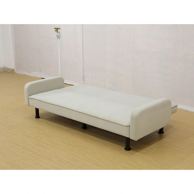Canapé-lit convertible futon 70,5" avec dossier divisé et accoudoirs réglables, gris clair / gris / marron, 2 places
