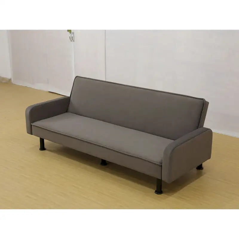 Canapé-lit convertible futon 70,5" avec dossier divisé et accoudoirs réglables, gris clair / gris / marron, 2 places