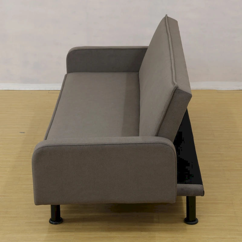Canapé-lit convertible futon 70,5" avec dossier divisé et accoudoirs réglables, gris clair / gris / marron, 2 places