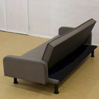 Canapé-lit convertible futon 70,5" avec dossier divisé et accoudoirs réglables, gris clair / gris / marron, 2 places