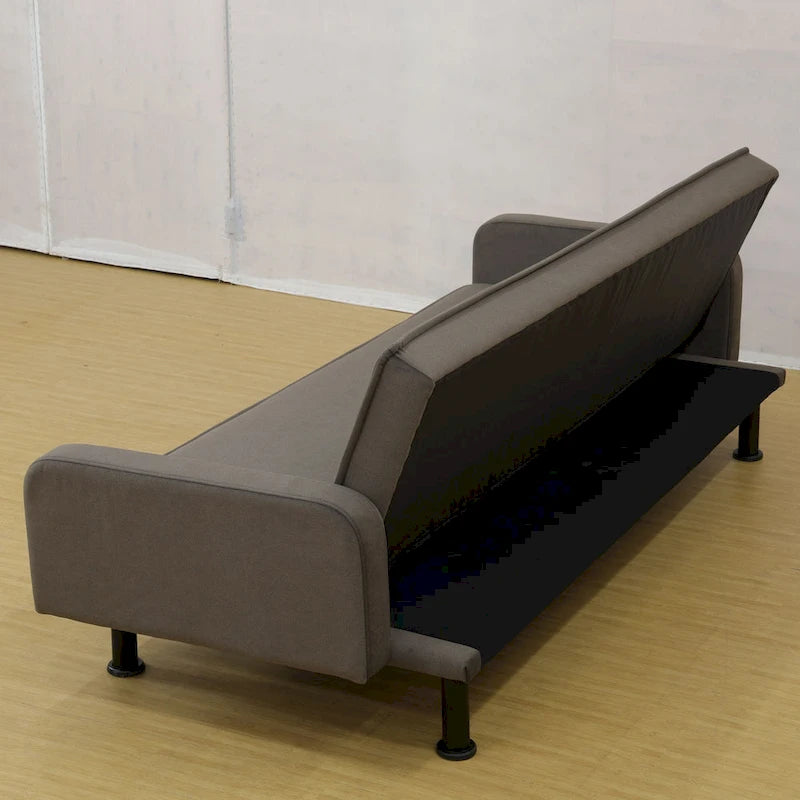 Canapé-lit convertible futon 70,5" avec dossier divisé et accoudoirs réglables, gris clair / gris / marron, 2 places