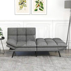 Canapé-lit convertible futon 70,5" avec dossier divisé et accoudoirs réglables, gris clair / gris / marron, 2 places