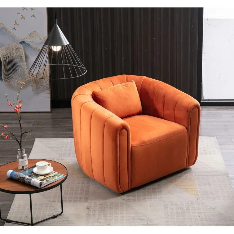 Fauteuil d'appoint pivotant en velours surdimensionné avec oreiller, plusieurs couleurs, une place