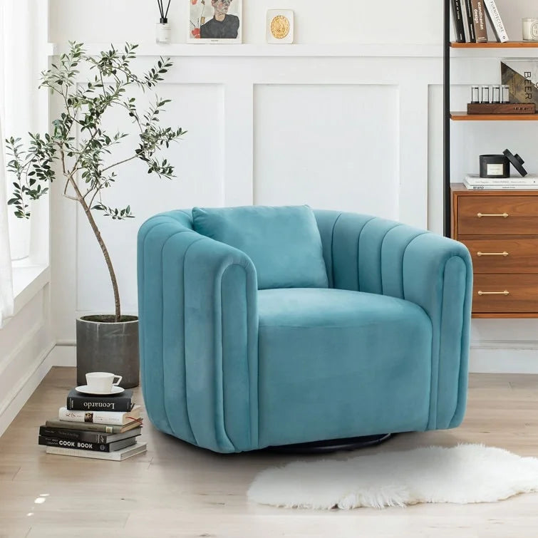 Fauteuil d'appoint pivotant en velours surdimensionné avec oreiller, plusieurs couleurs, une place