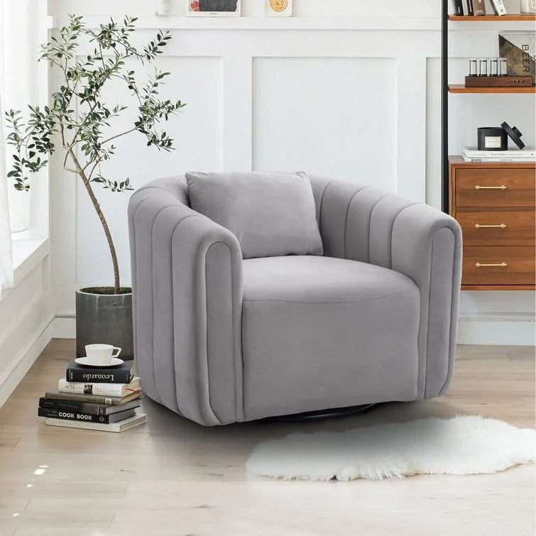Fauteuil d'appoint pivotant en velours surdimensionné avec oreiller, plusieurs couleurs, une place