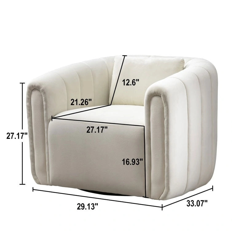 Fauteuil d'appoint pivotant en velours surdimensionné avec oreiller, plusieurs couleurs, une place