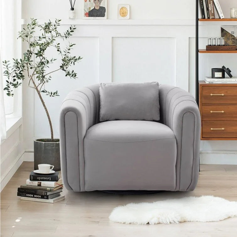 Fauteuil d'appoint pivotant en velours surdimensionné avec oreiller, plusieurs couleurs, une place