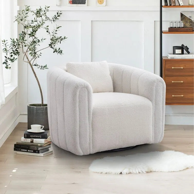 Fauteuil d'appoint pivotant en velours surdimensionné avec oreiller, plusieurs couleurs, une place