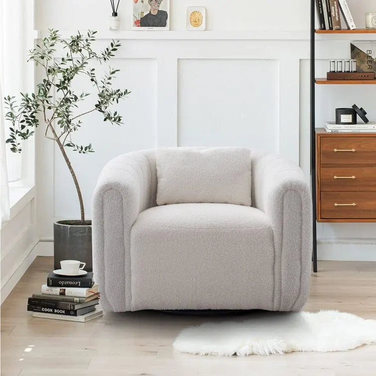 Fauteuil d'appoint pivotant en velours surdimensionné avec oreiller, plusieurs couleurs, une place