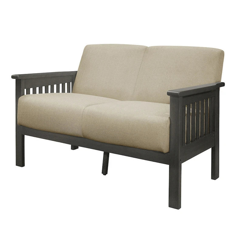 Causeuse transitionnelle de 50 po avec ressorts ensachés, brun/gris, 2 places