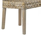 Chaise de salle à manger latérale en rotin tressé avec cadre en bois, gris patiné, simple