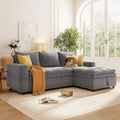 Canapé-lit convertible 2-en-1 de 203 cm avec matelas à ressorts ensachés, gris / bleu, 3 places