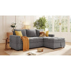 Canapé-lit convertible 2-en-1 de 203 cm avec matelas à ressorts ensachés, gris / bleu, 3 places