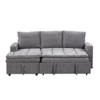 Canapé-lit convertible 2-en-1 de 203 cm avec matelas à ressorts ensachés, gris / bleu, 3 places