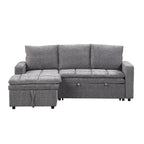 Canapé-lit convertible 2-en-1 de 203 cm avec matelas à ressorts ensachés, gris / bleu, 3 places