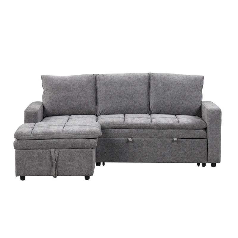 Canapé-lit convertible 2-en-1 de 203 cm avec matelas à ressorts ensachés, gris / bleu, 3 places
