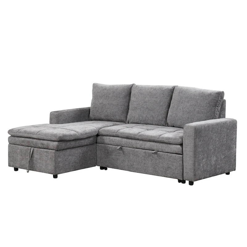 Canapé-lit convertible 2-en-1 de 203 cm avec matelas à ressorts ensachés, gris / bleu, 3 places