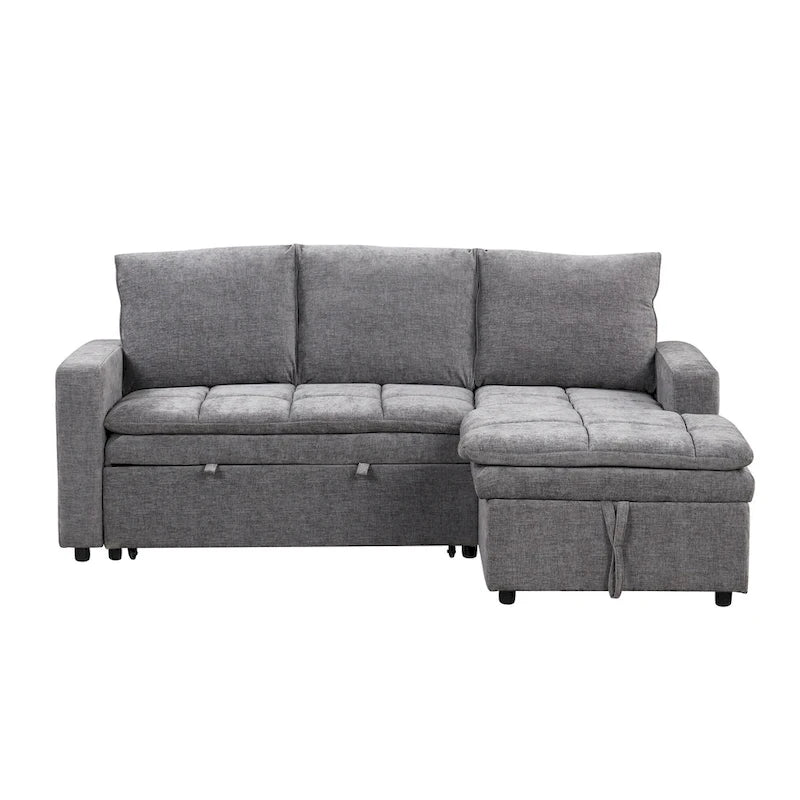 Canapé-lit convertible 2-en-1 de 203 cm avec matelas à ressorts ensachés, gris / bleu, 3 places