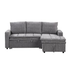 Canapé-lit convertible 2-en-1 de 203 cm avec matelas à ressorts ensachés, gris / bleu, 3 places