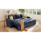 Canapé-lit convertible 2-en-1 de 203 cm avec matelas à ressorts ensachés, gris / bleu, 3 places