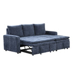 Canapé-lit convertible 2-en-1 de 203 cm avec matelas à ressorts ensachés, gris / bleu, 3 places