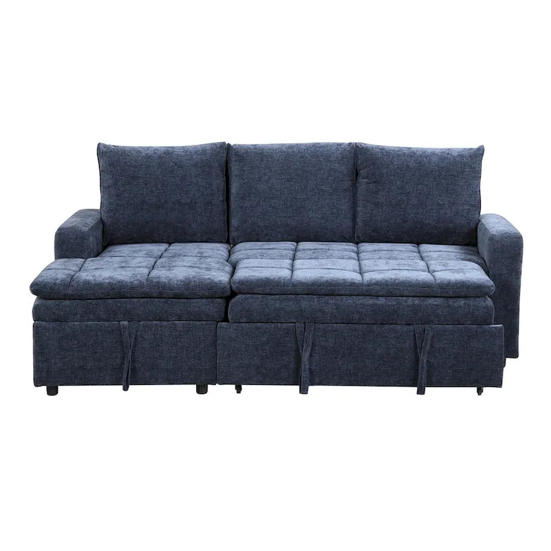 Canapé-lit convertible 2-en-1 de 203 cm avec matelas à ressorts ensachés, gris / bleu, 3 places
