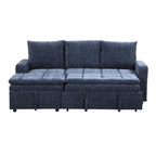 Canapé-lit convertible 2-en-1 de 203 cm avec matelas à ressorts ensachés, gris / bleu, 3 places