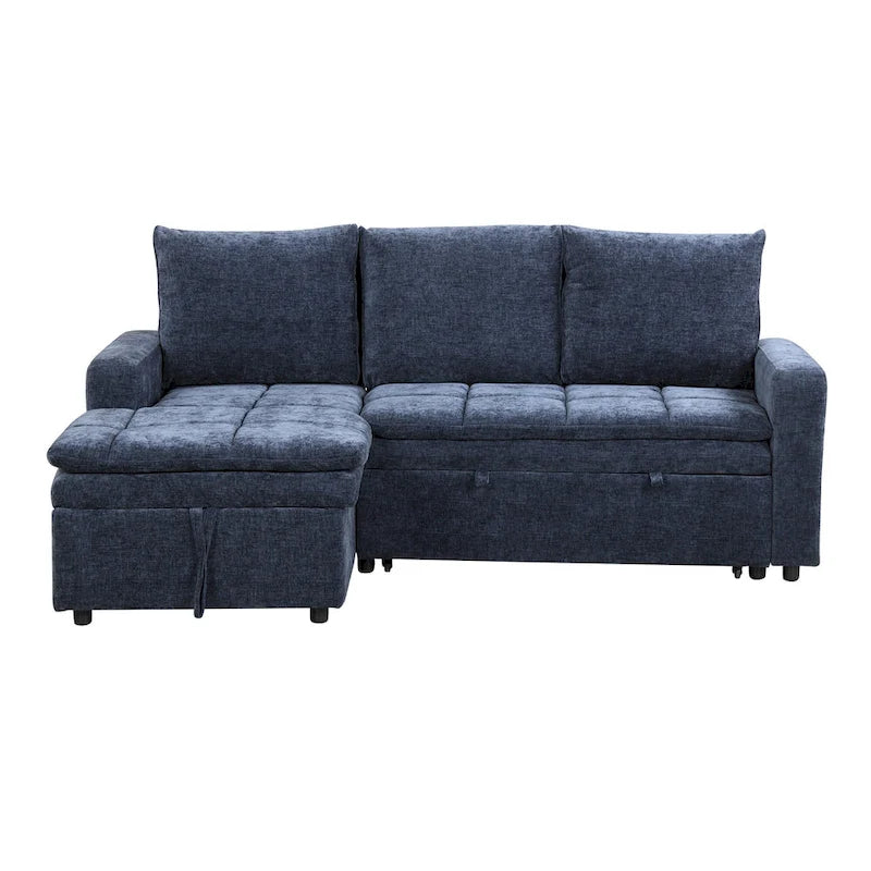 Canapé-lit convertible 2-en-1 de 203 cm avec matelas à ressorts ensachés, gris / bleu, 3 places