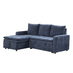 Canapé-lit convertible 2-en-1 de 203 cm avec matelas à ressorts ensachés, gris / bleu, 3 places